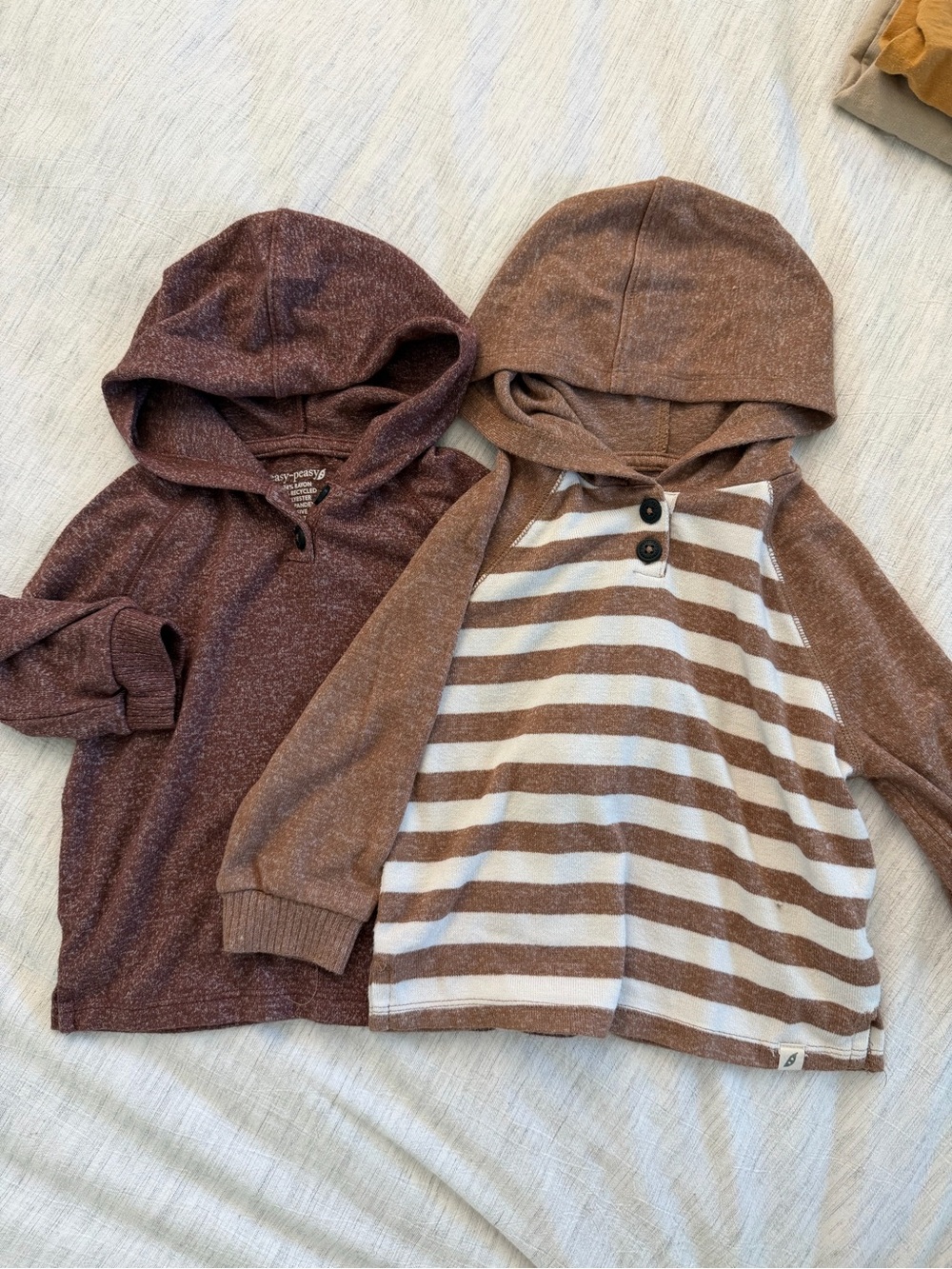 Kids' Brown Hooded Sweatshirt Duo - Solid & Striped